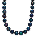 14K Yellow Gold Pearl Chain Necklace 6-7 mm Black Freshwater Cultured 16 inch E7016