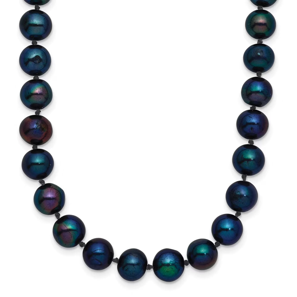 14K Yellow Gold Pearl Chain Necklace 6-7 mm Black Freshwater Cultured 16 inch E7016