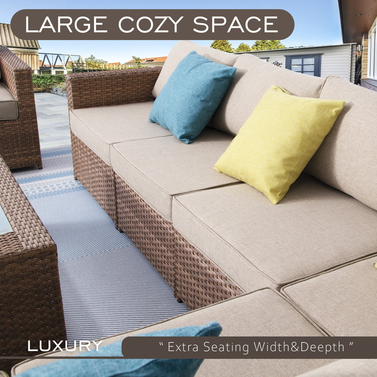10 Pieces Outdoor Rattan Sectional Sofa Set with Cushions E533146