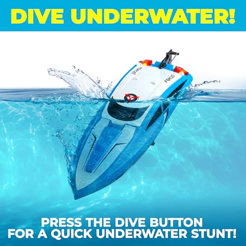Blue Remote Control RC Boat with 2 Rechargeable Batteries I741718