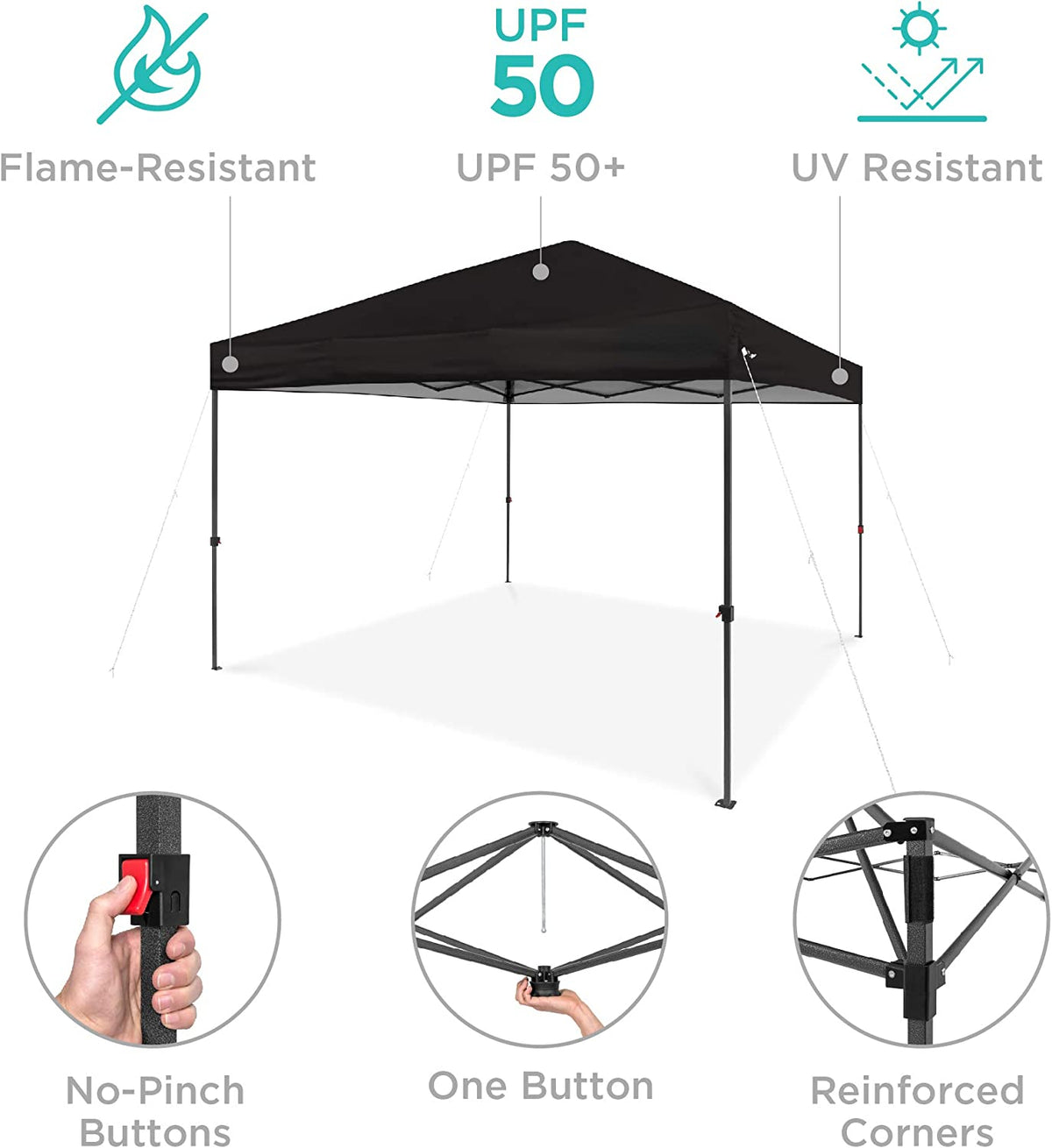 Black 10x10ft Pop Up Canopy Tent with Wheeled Carry Case T747115