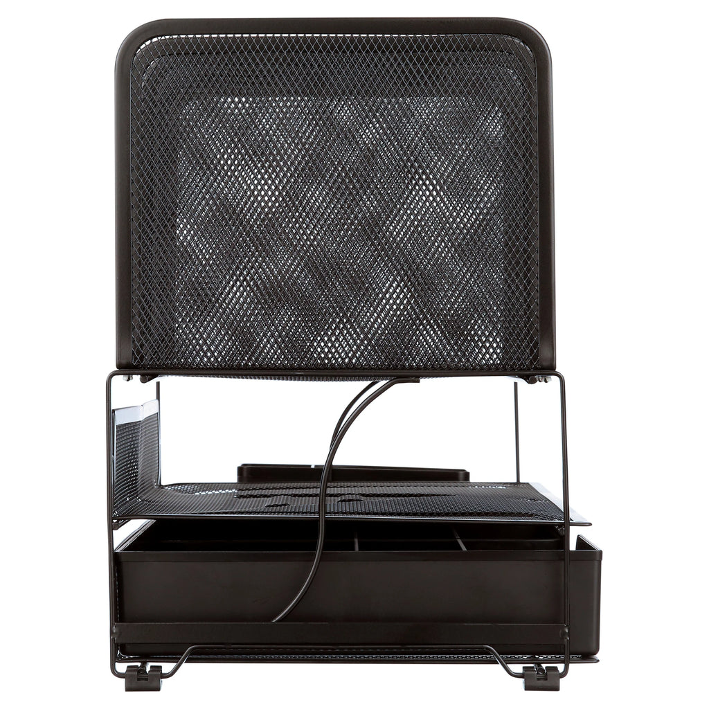 Black Mesh Desk Organizer with Sliding Drawer L192