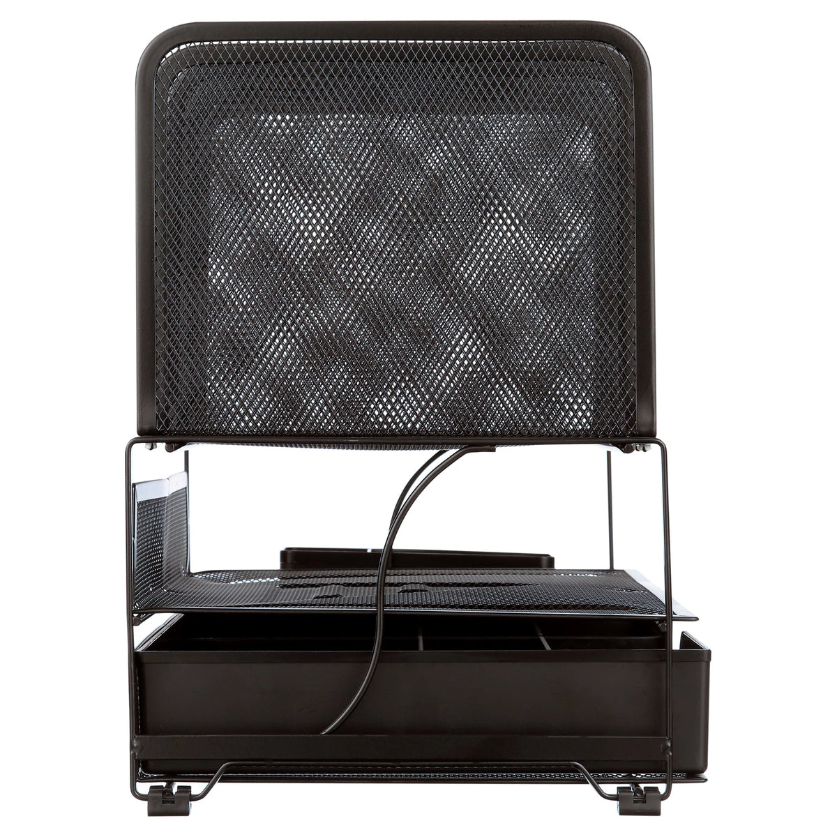 Black Mesh Desk Organizer with Sliding Drawer L192