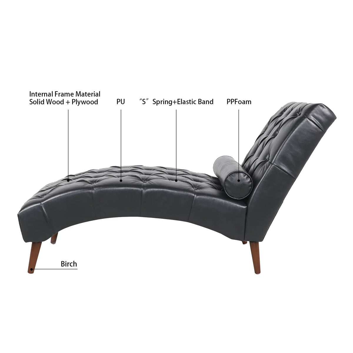Faux Leather Button Tufted Chaise Lounge E38964