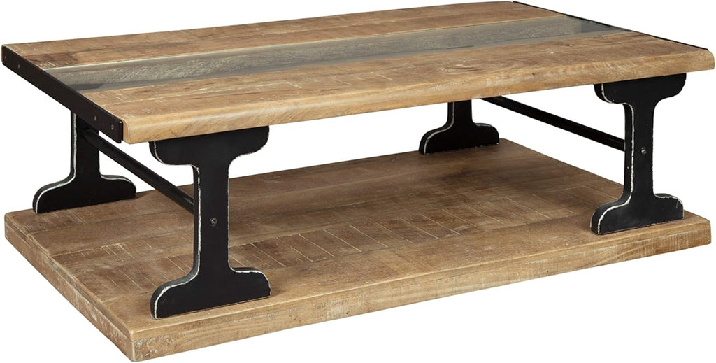 Brown Cocktail Table with Shelf J28970