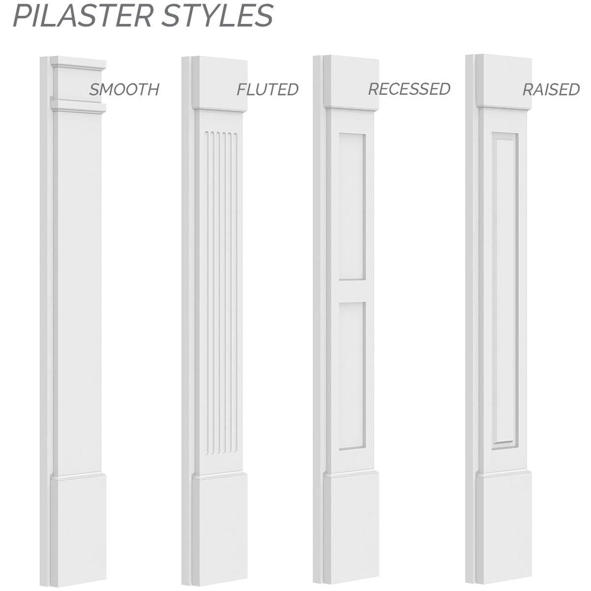 Raised Panel PVC Pilaster with Capital and Base (Pair) T6238