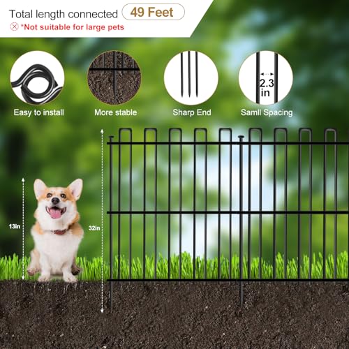 No Dig Animal Barrier Fence, 13in x 37ft Rustproof Metal Garden Edging I782