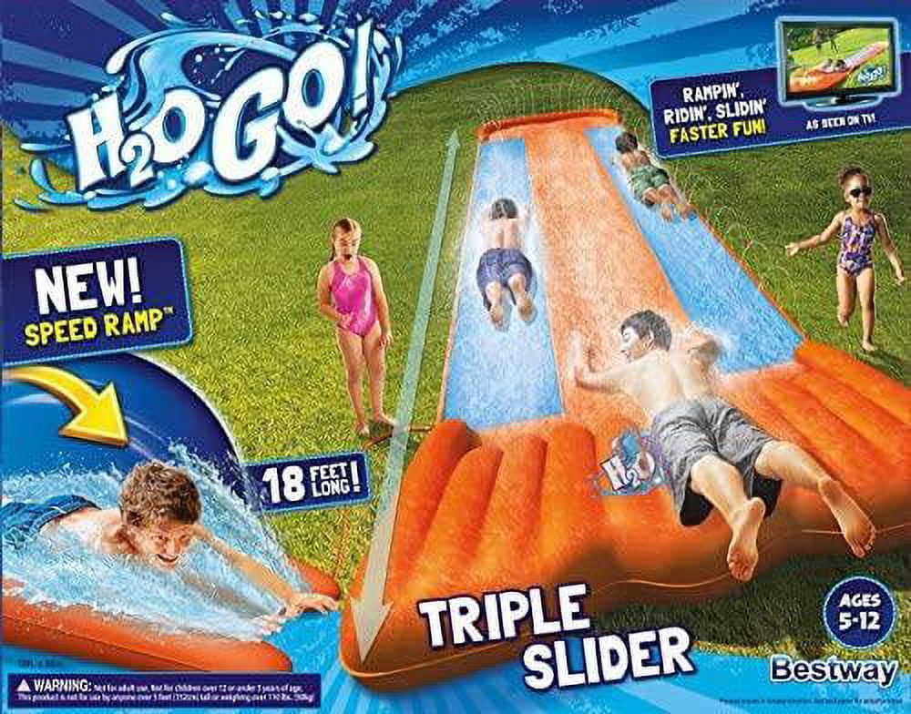 18' Triple Lane Water Slide with Ramp X1753