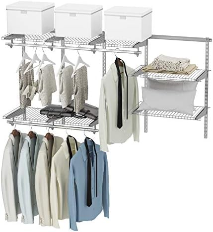 4 to 6 FT Wall-Mounted Closet Organizer Kit with Wire Shelving and Hanging Rods Q2088