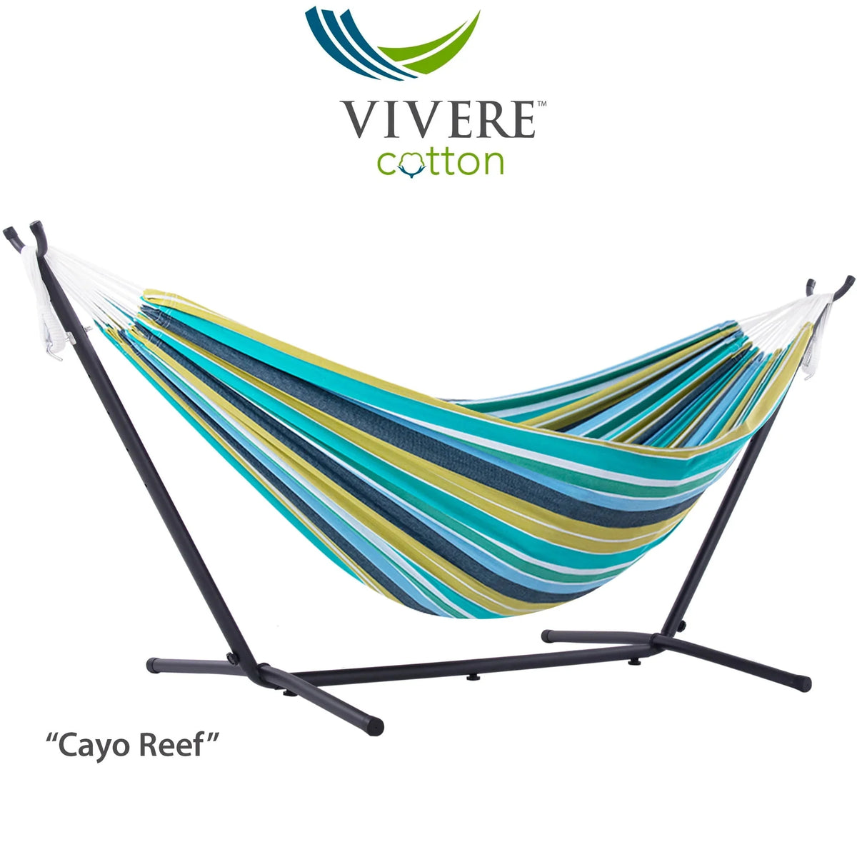 Double Cotton Hammock with Stand and Carry Bag U98987