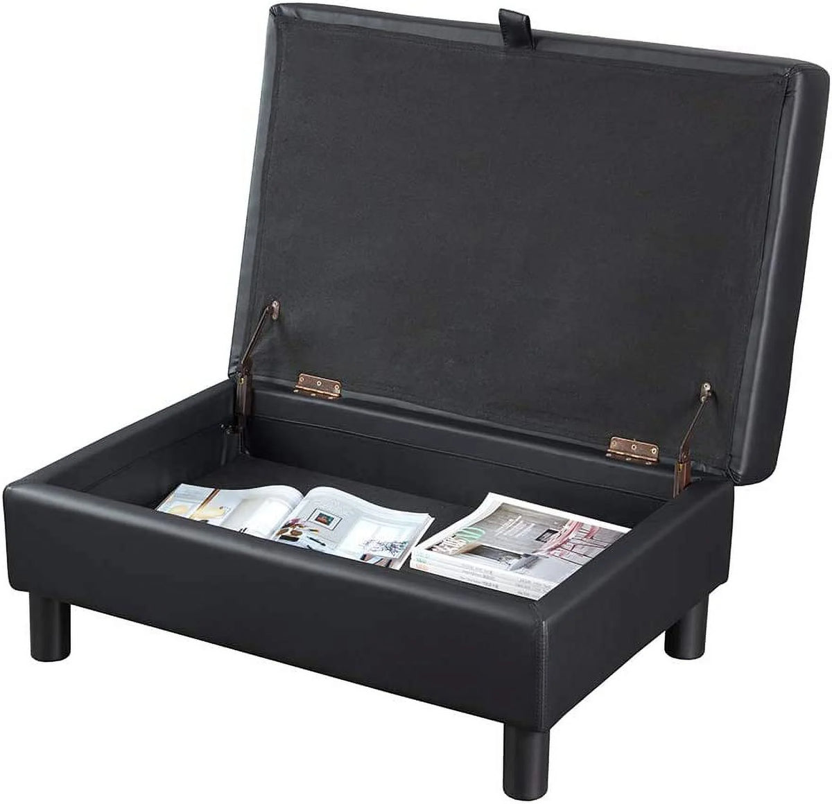 L-Shape Faux Leather Sectional Sofa with Chaise and Ottoman C9390