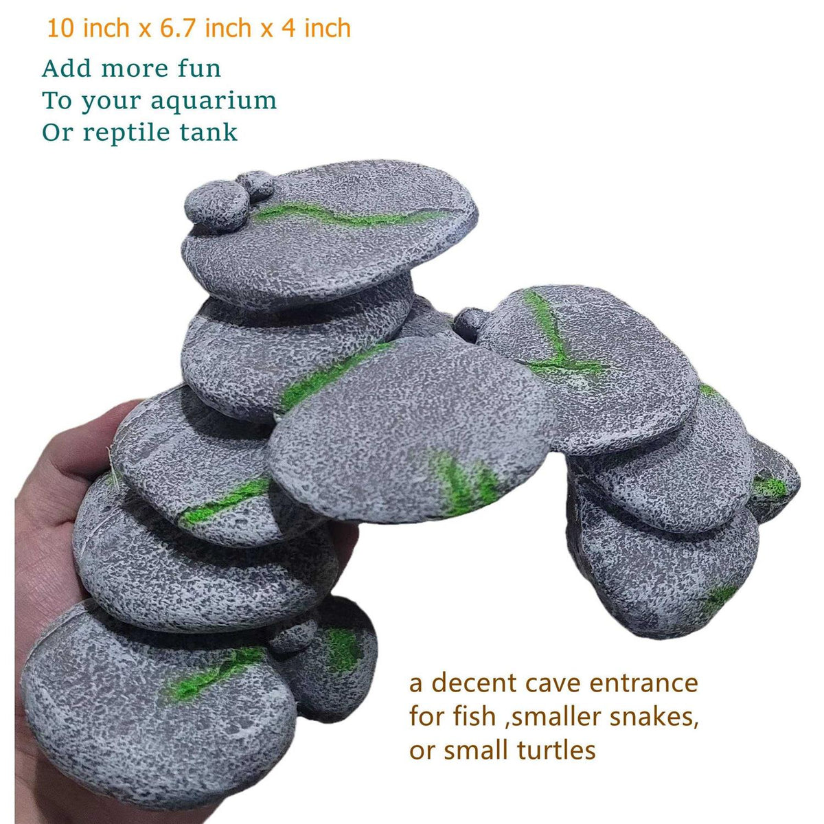 Simulation Cobblestone Aquarium Decoration Reptile Hide Cave S69855