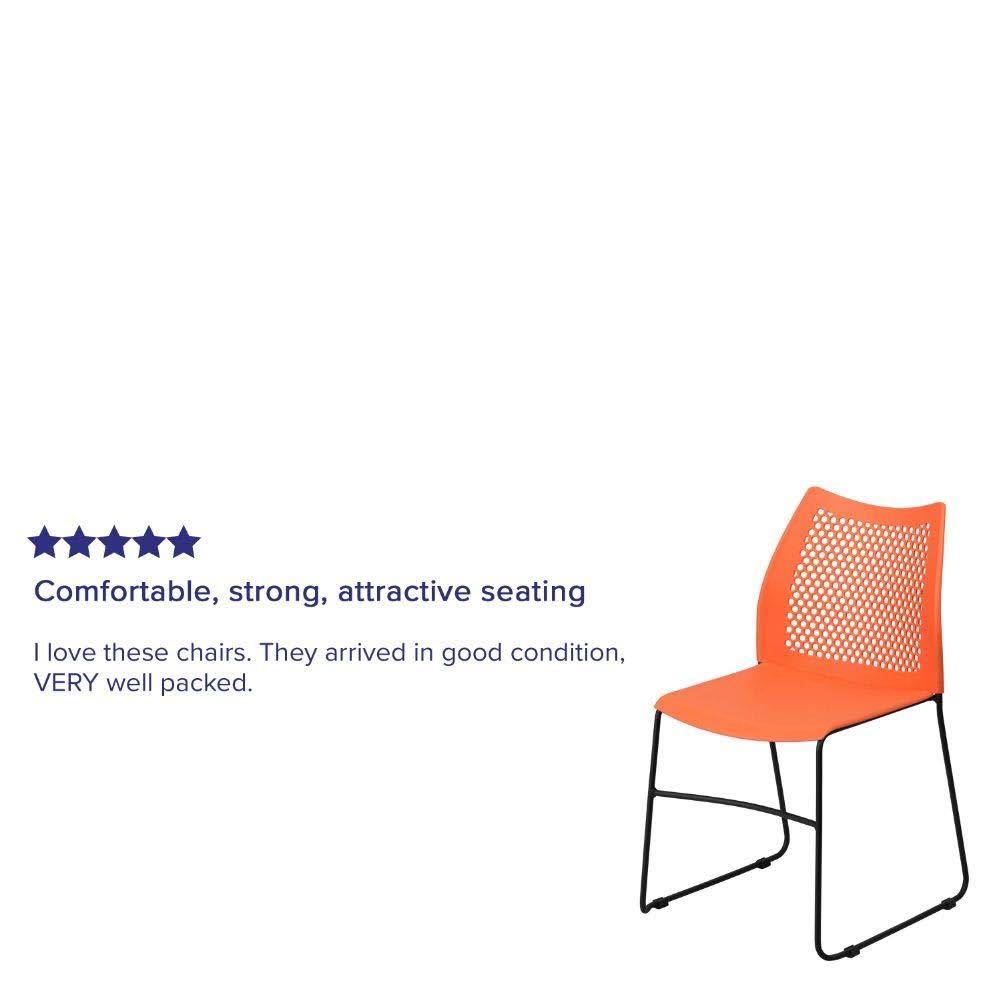 Orange Sled Base Stack Chair with Air-Vent Back P29020