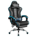 Black Gray Ergonomic Gaming Chair with Massage Lumbar Support and Footrest M212