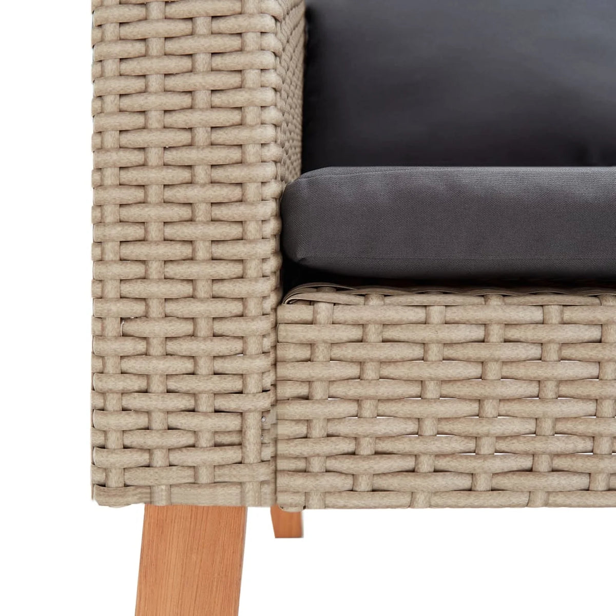3 Piece Poly Rattan Outdoor Sectional Sofa Set with Cushions O3354