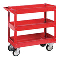 30 in. x 16 in. 3-Shelf Steel Service Cart, Red O83453