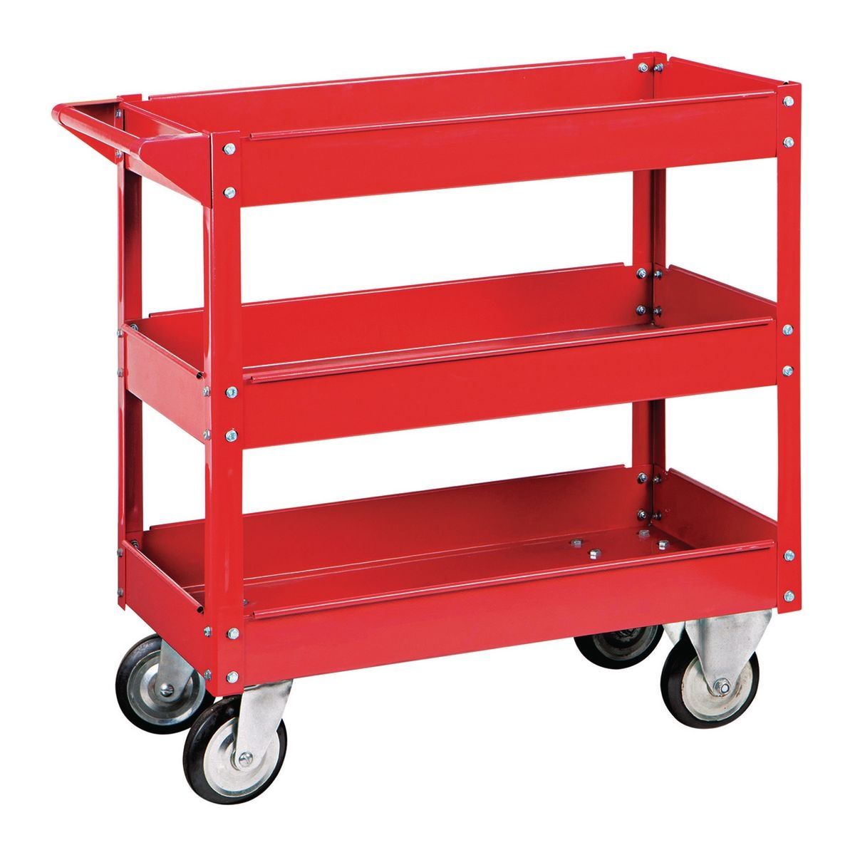30 in. x 16 in. 3-Shelf Steel Service Cart, Red O83453