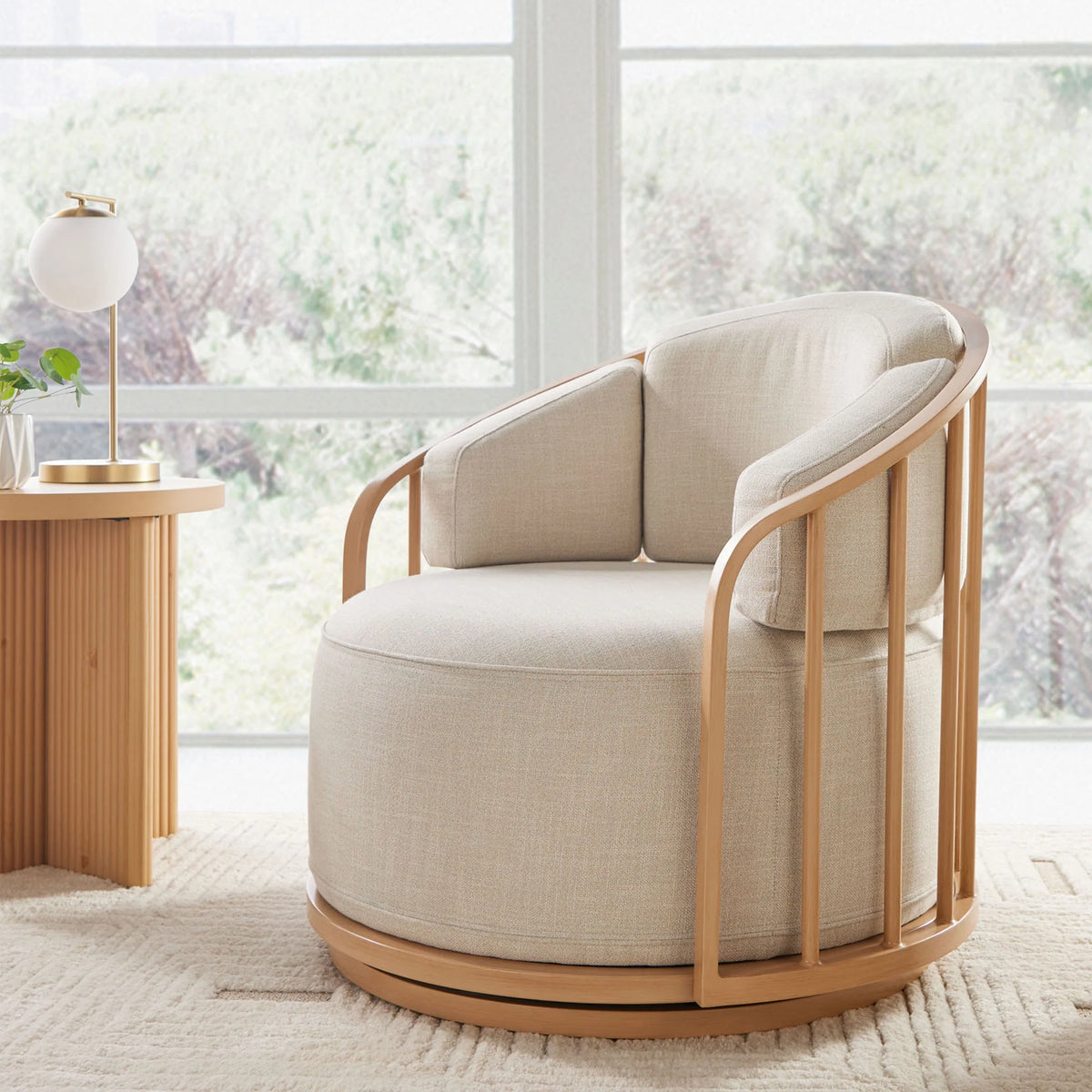 Natural Pine Swivel Chair T9828