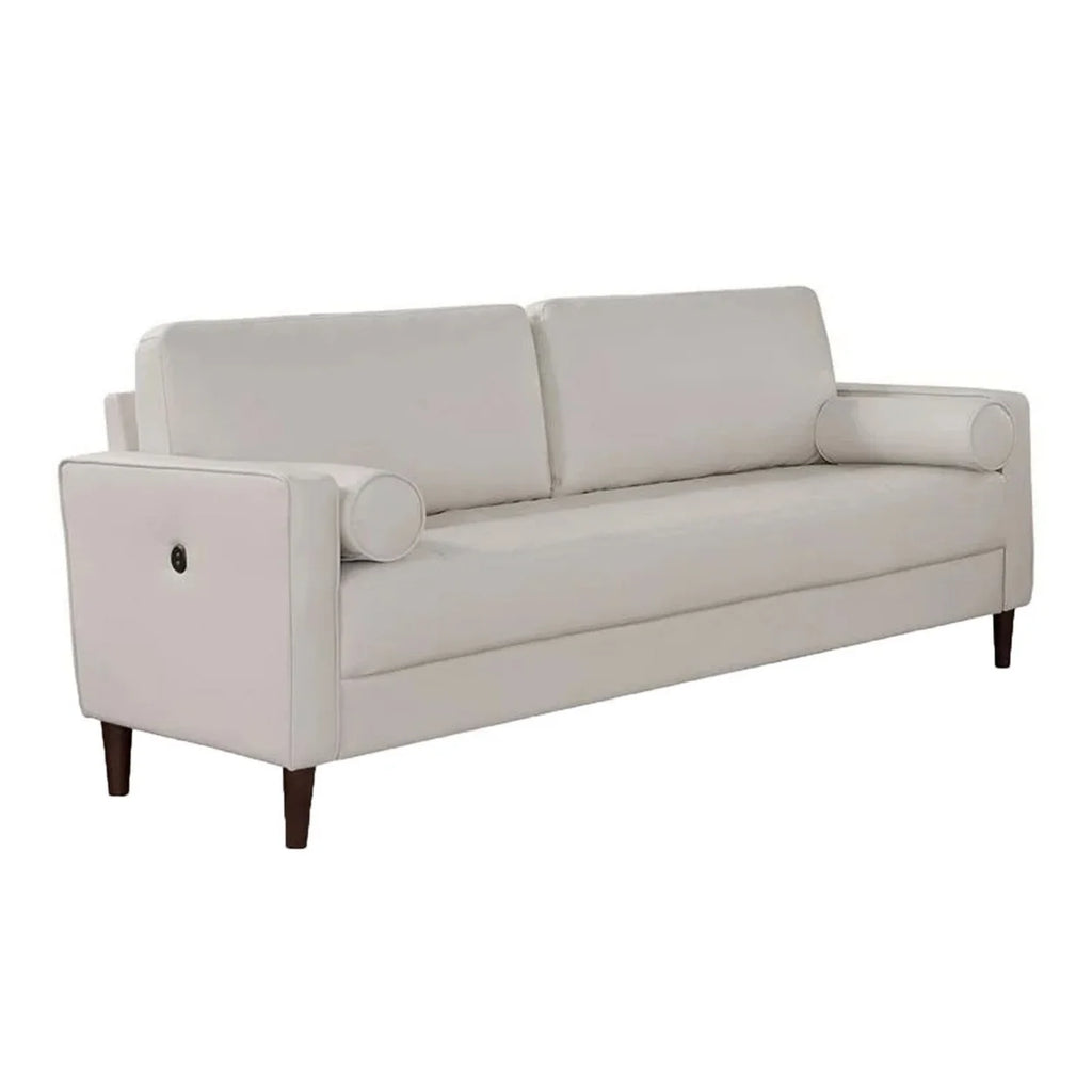 76 Inch Off White Sofa with USB Outlet and Bolster Pillows G893