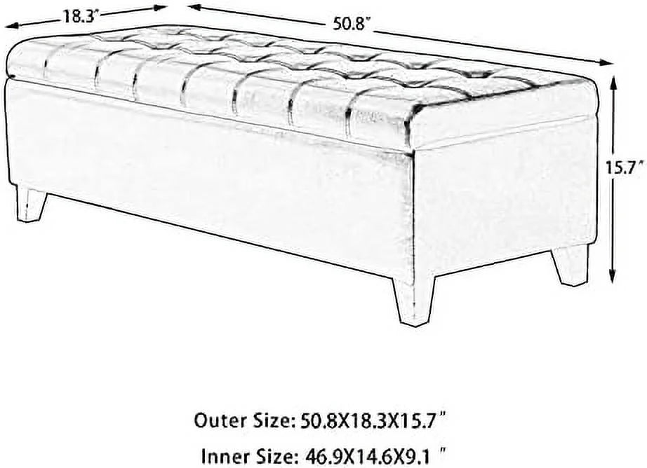 Rectangular Tufted Bonded Leather Ottoman Bench H226