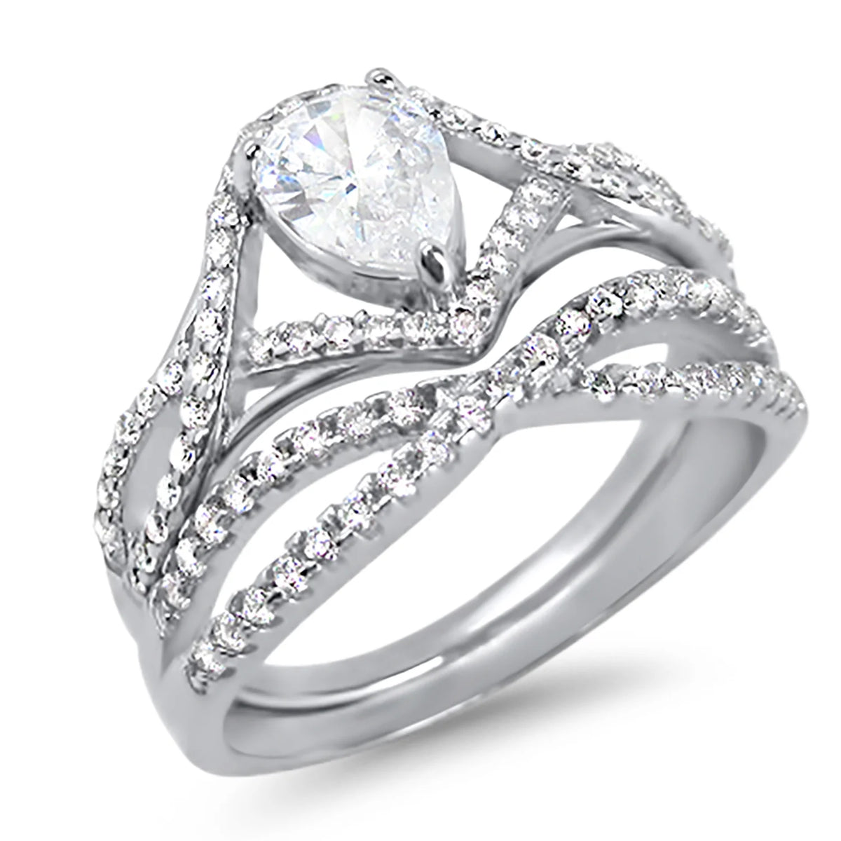 Sterling Silver Wedding Ring Set V607