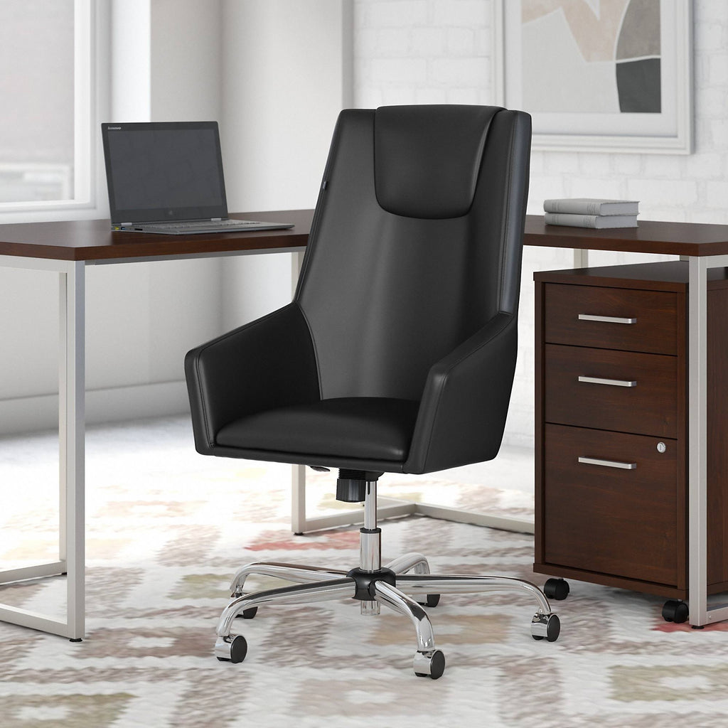Black Leather Box Chair U15990
