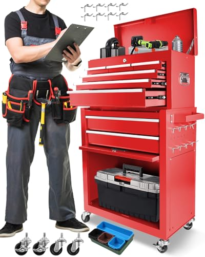 Heavy-Duty 7-Drawer Rolling Steel Tool Chest with Lock, Black W771430
