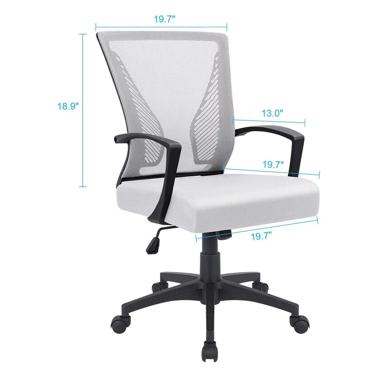 White Ergonomic Mesh Office Chair with Armrest J2089