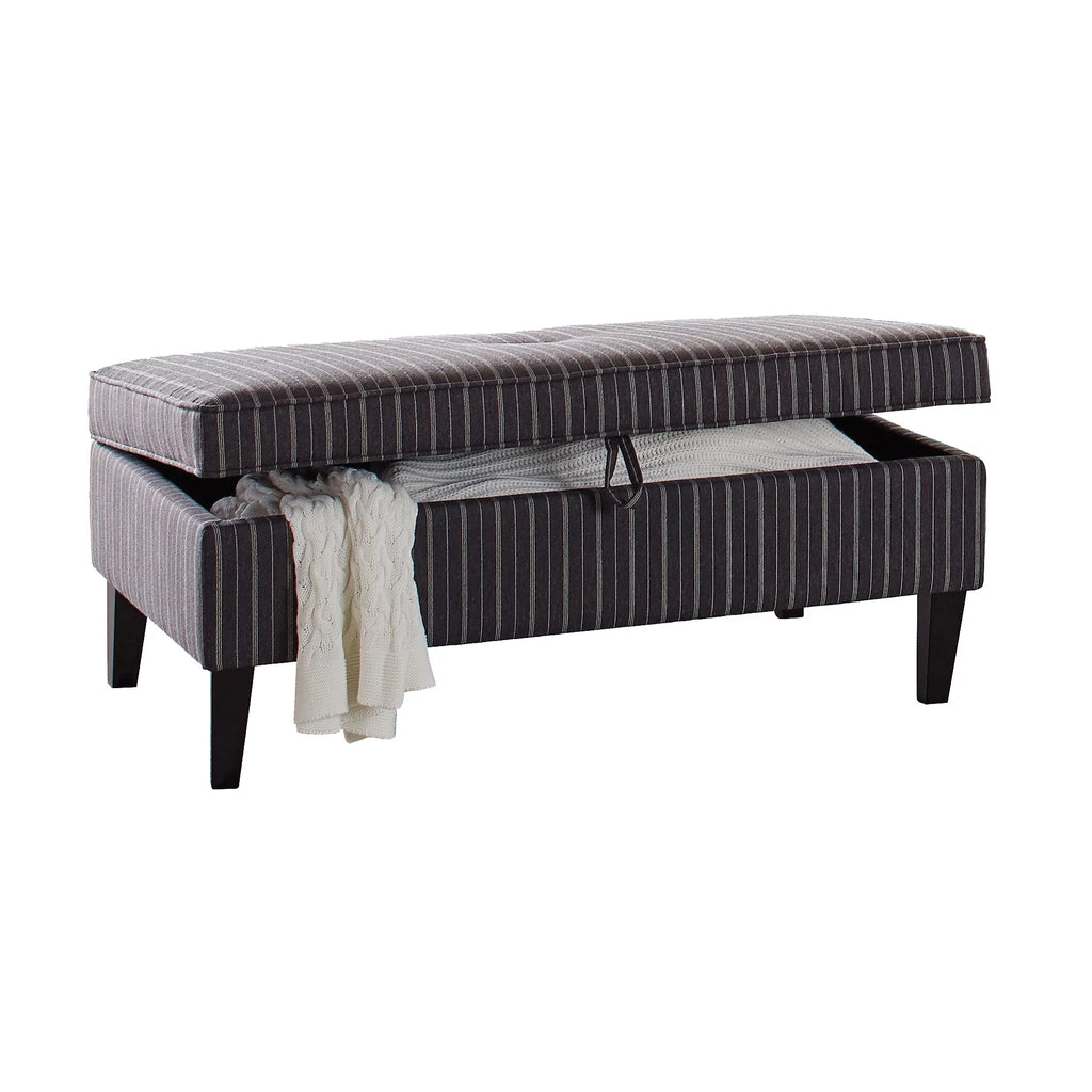 Rectangular Upholstered Storage Ottoman Black and White C3517