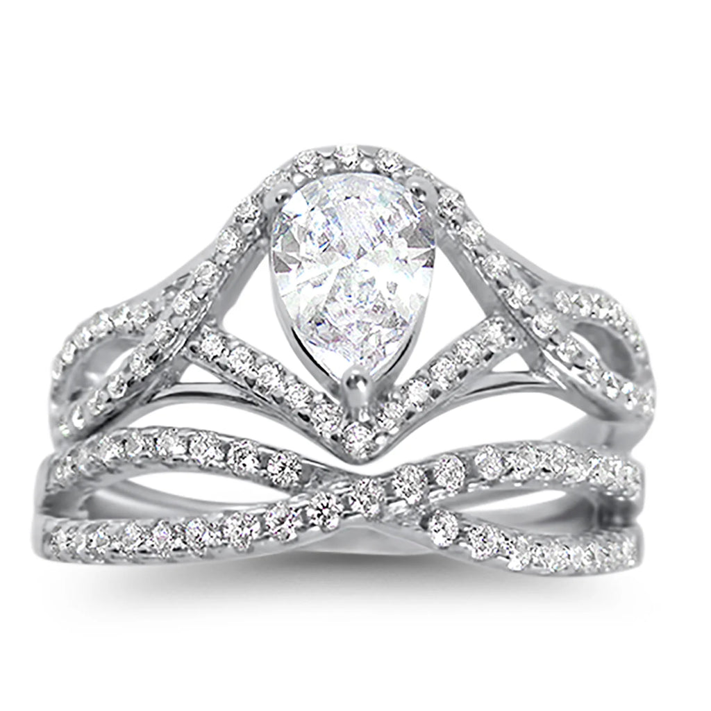 Sterling Silver Wedding Ring Set V607