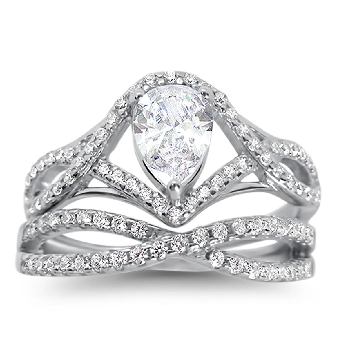 Sterling Silver Wedding Ring Set V607