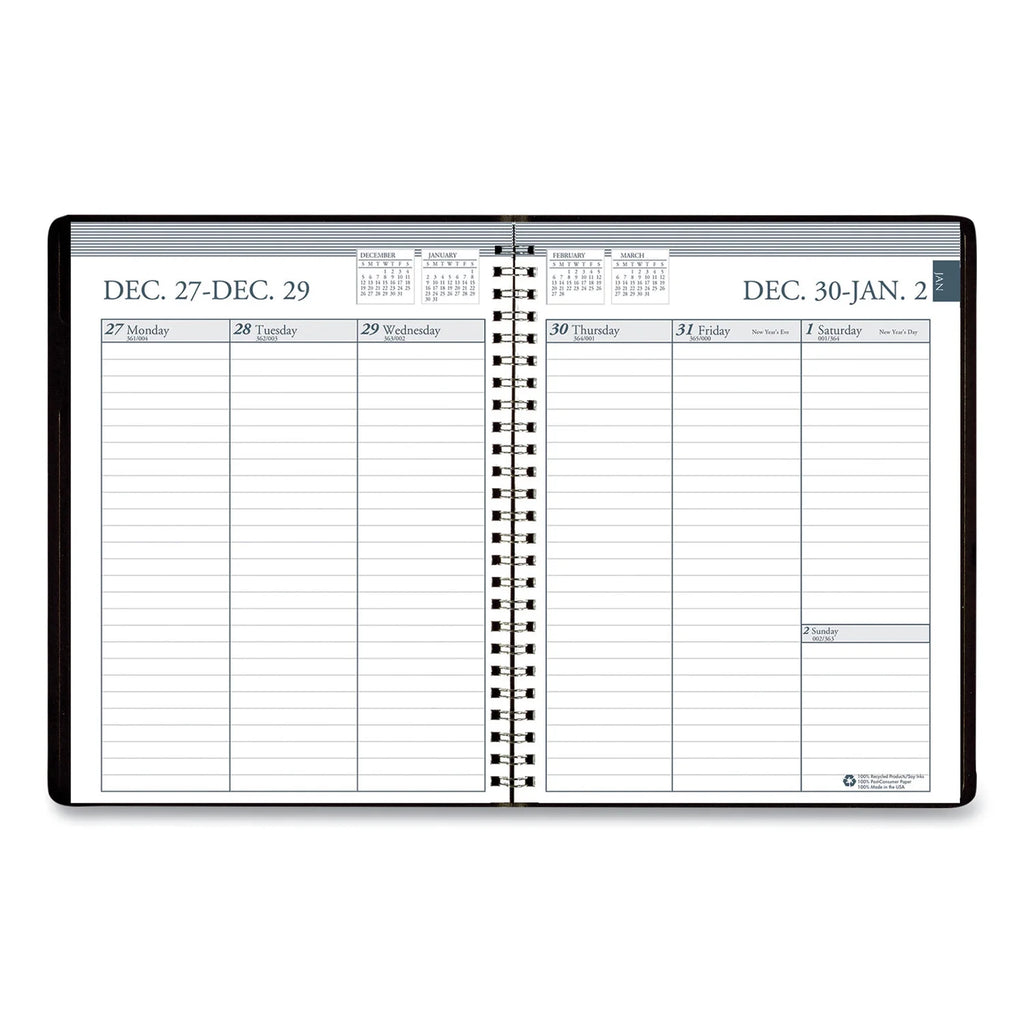 Ruled Weekly Appointment Book 8.75 x 6.88 Black Q662943