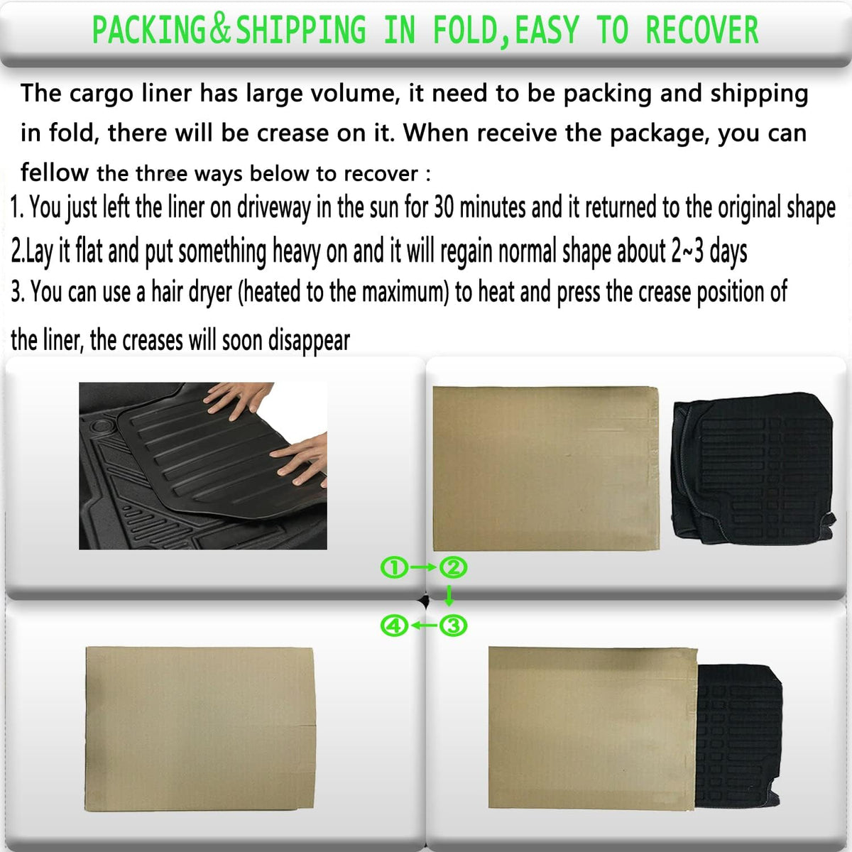 All Weather Rear Cargo Trunk Tray Floor Mats for 2011-2019 Ford Explorer 5 seats H2381