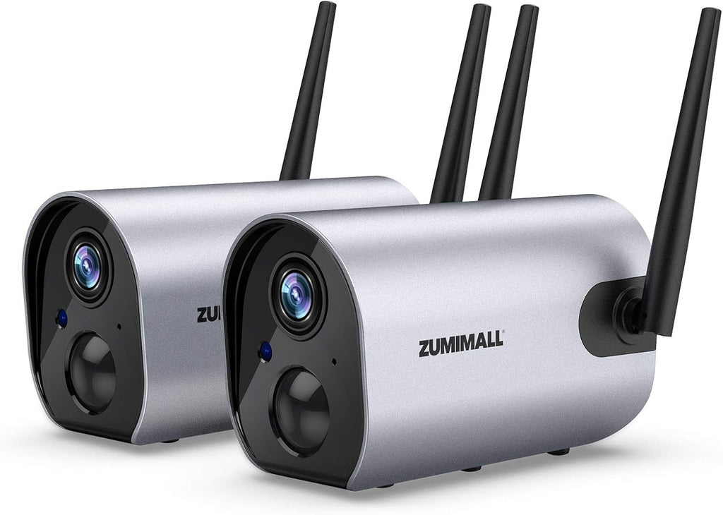 Wireless Outdoor WiFi Security Camera, Rechargeable Battery Powered, PIR Motion Detection, Two Way Audio, Night Vision, Waterproof, 2PCS E156315