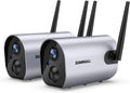Wireless Outdoor WiFi Security Camera, Rechargeable Battery Powered, PIR Motion Detection, Two Way Audio, Night Vision, Waterproof, 2PCS E156315