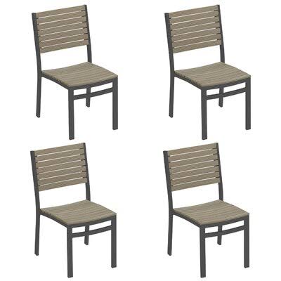 Stacking Patio Dining Side Chair Seat Color: Tekwood Vintage, Frame Color: Carbon K194242