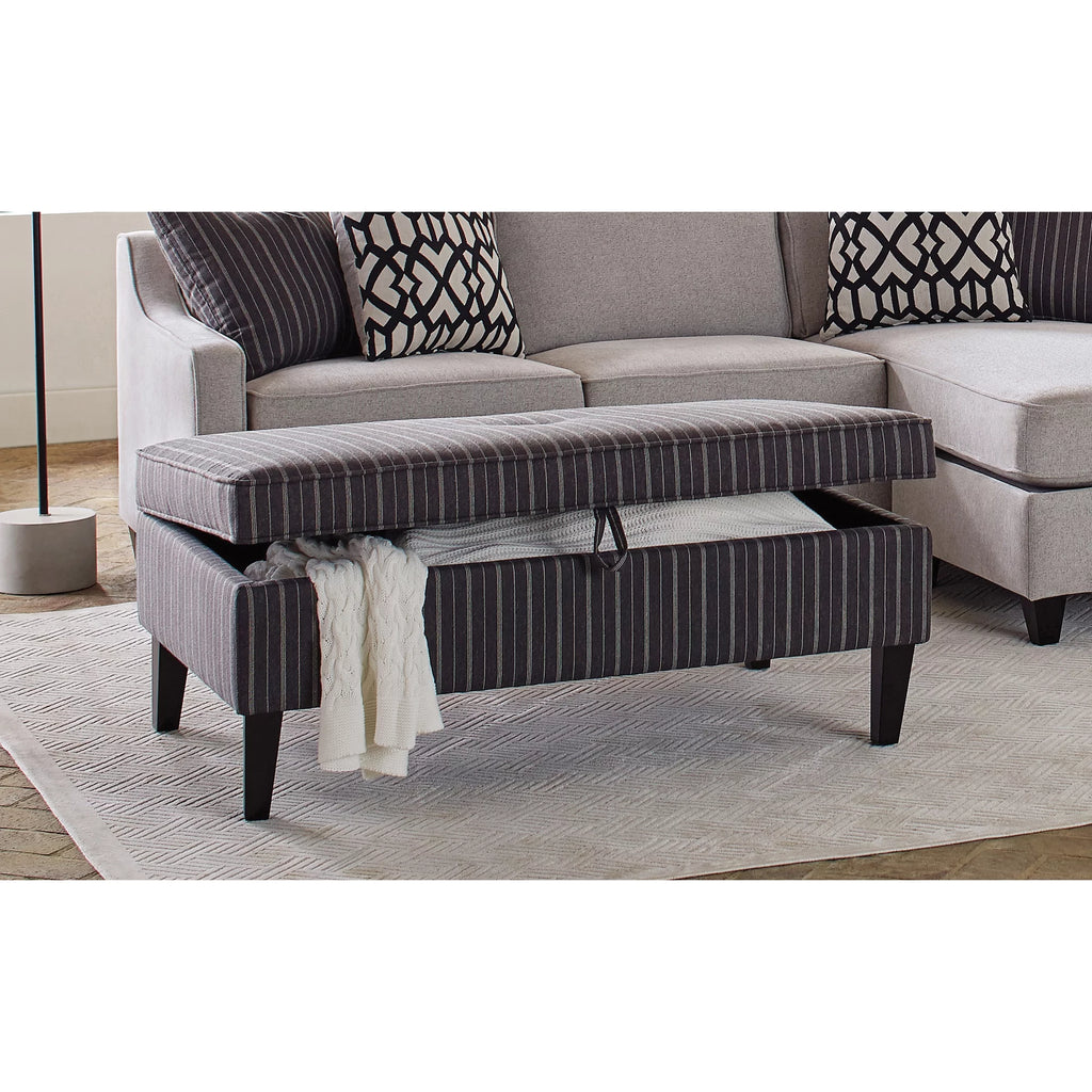 Rectangular Upholstered Storage Ottoman Black and White C3517