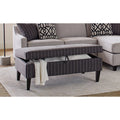 Rectangular Upholstered Storage Ottoman Black and White C3517