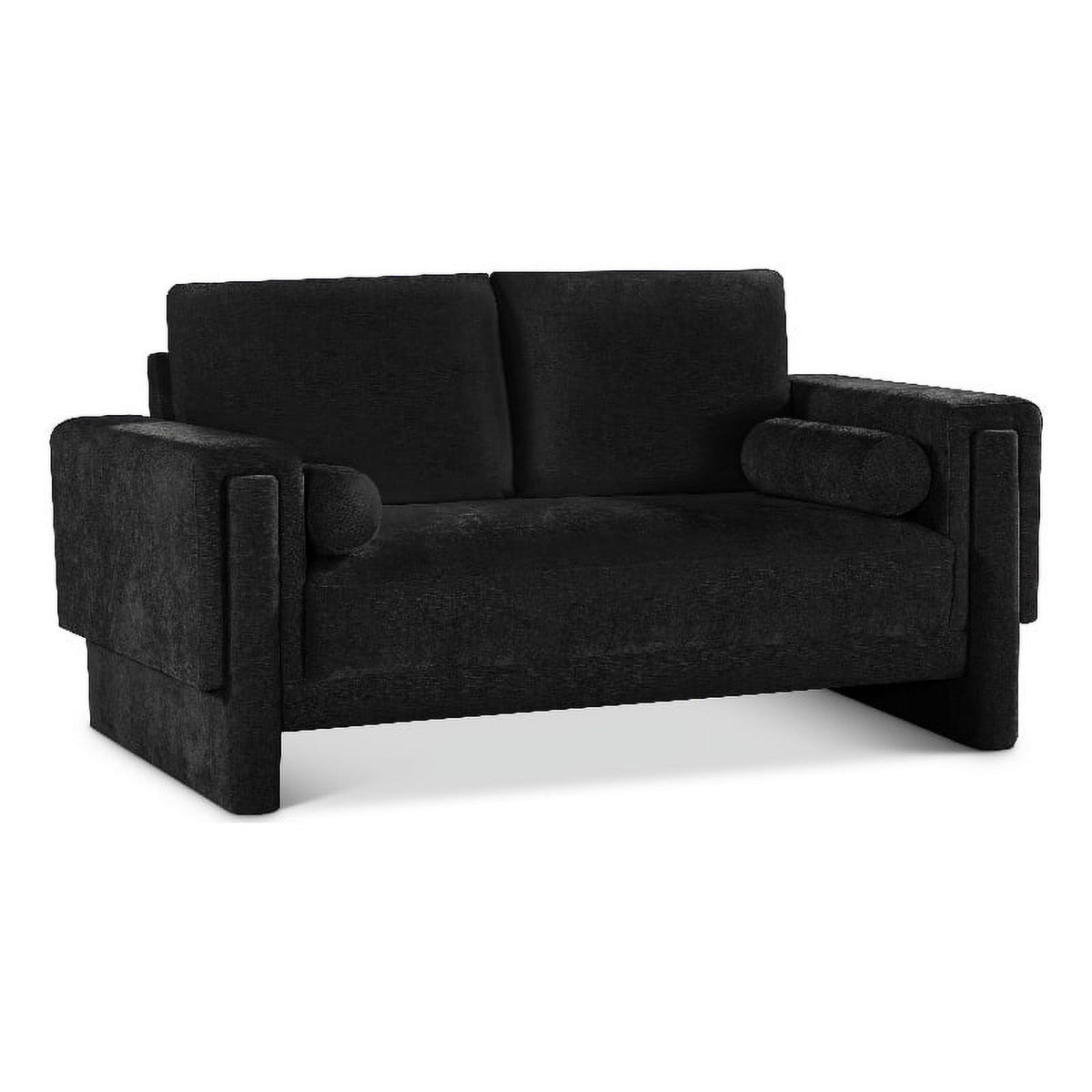 Black Chenille Fabric Loveseat J9503