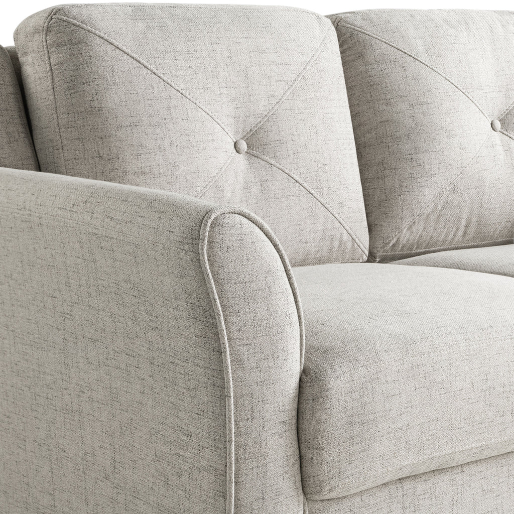 Beige Fabric Loveseat with Curved Arms E36194