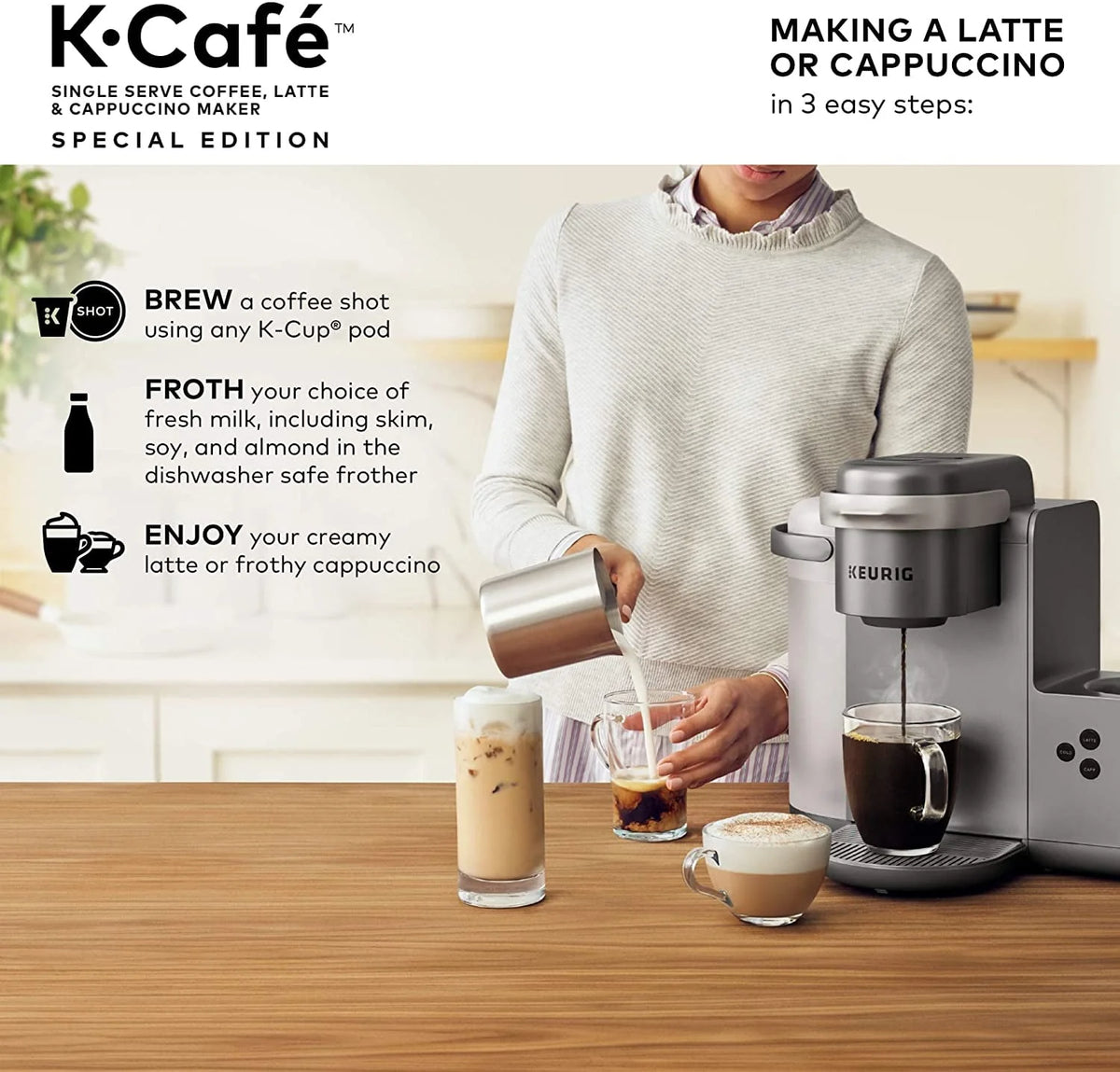 Single Serve Coffee Maker with Milk Frother U352