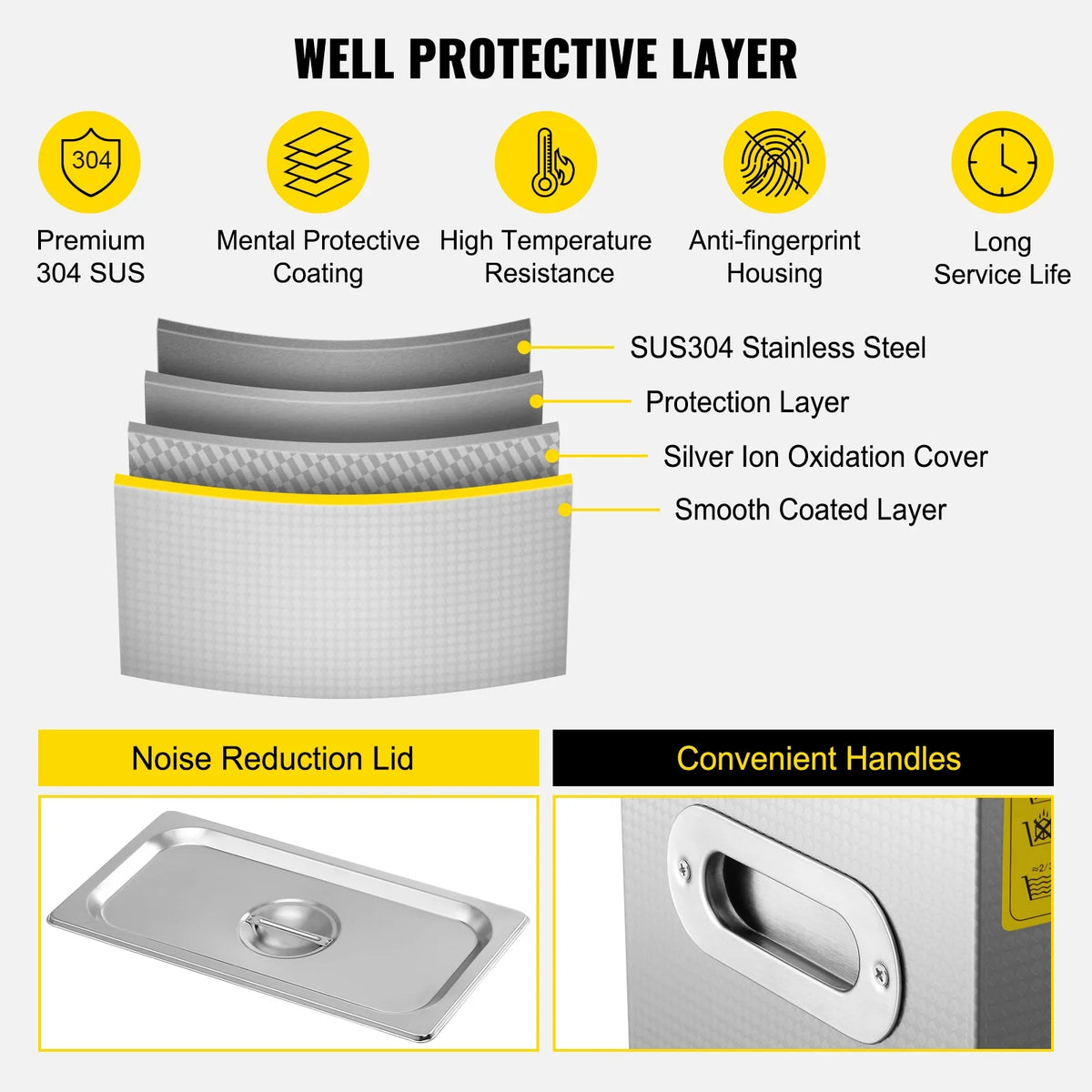 6L Ultrasonic Cleaner with Timer Heating Digital Sonic Cleaner U22773