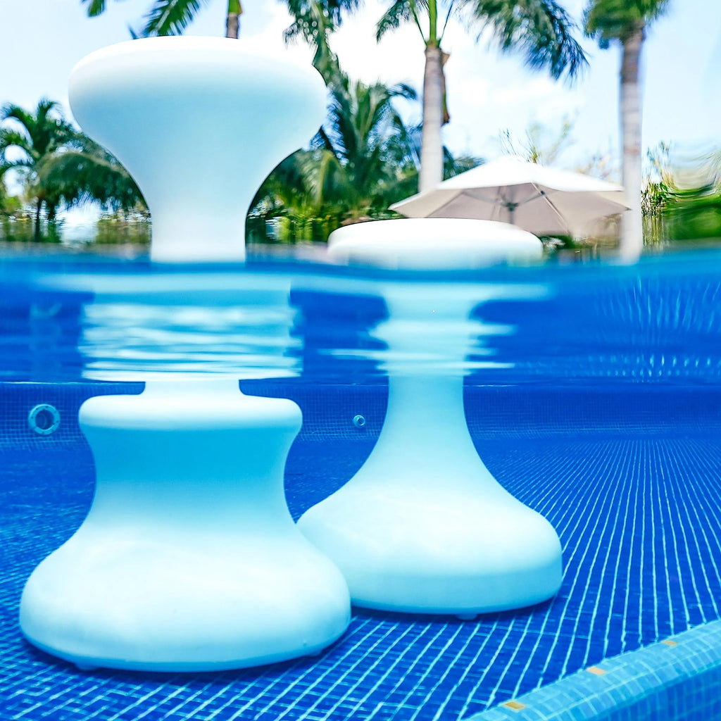 White 30 Inch Submersible Pool Stool with Foot Rest G634