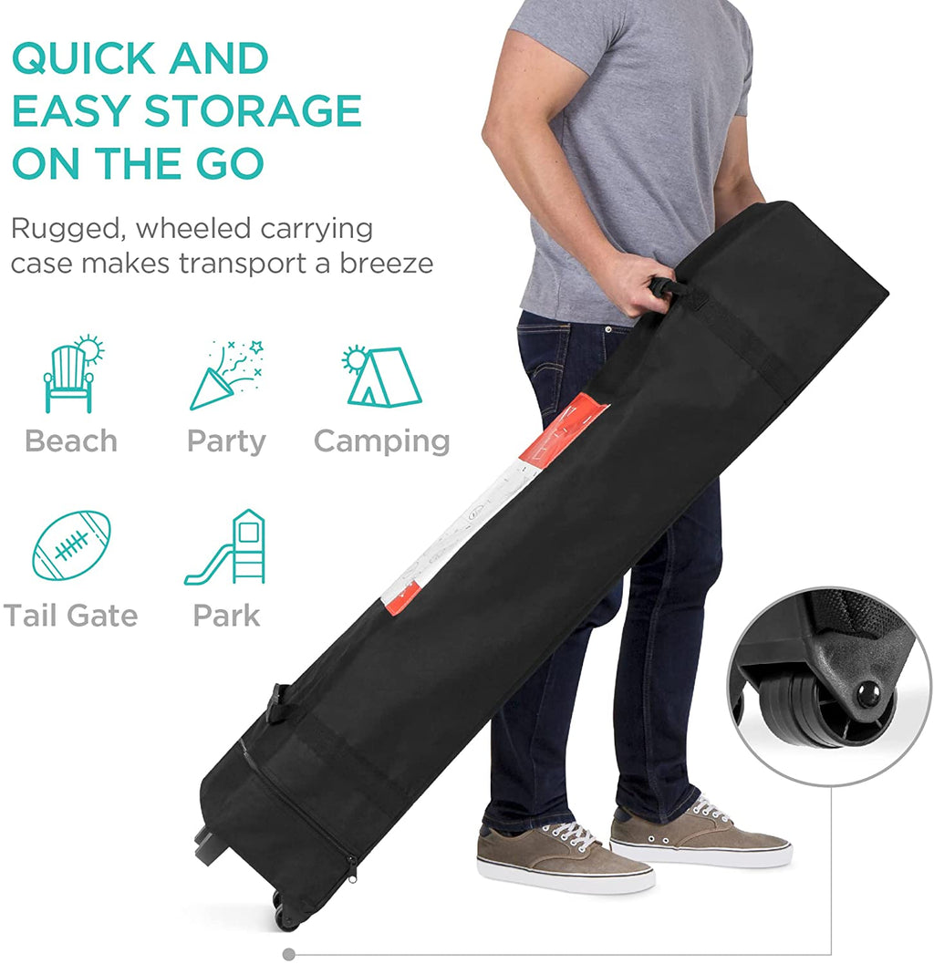 Black 10x10ft Pop Up Canopy Tent with Wheeled Carry Case T747115