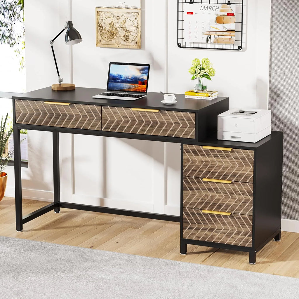 47" Computer Desk with 5 Drawers J7431