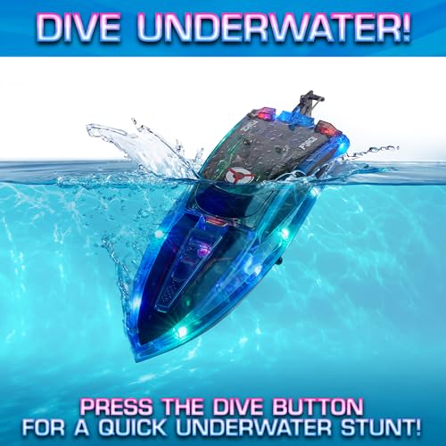 Blue Remote Control RC Boat with 2 Rechargeable Batteries I741718