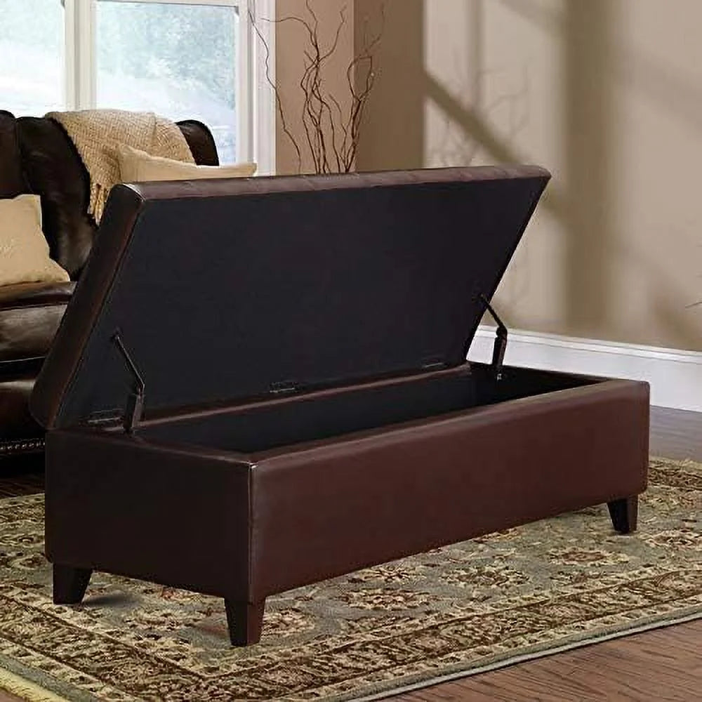 Rectangular Tufted Bonded Leather Ottoman Bench H226