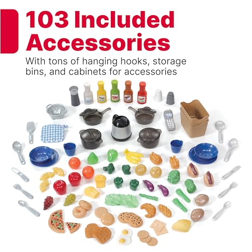 Grand Walk-In Kitchen & Grill Kids Playset, 103 Piece Toy Accessories, Toddlers 2+ Years Old O534